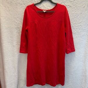 J Jill XL Red Ponte Knit Shift Dress 3/4 Sleeve Stretch Viscose Career Casual
